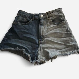 Divided Black and Gray Jean Shorts
